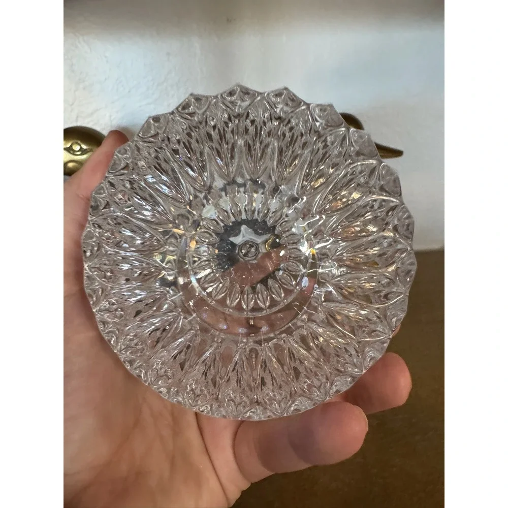 Gorham Crystal Apple Candy Dish with Lid Vintage Glass Trinket‎ Box Jewel Box